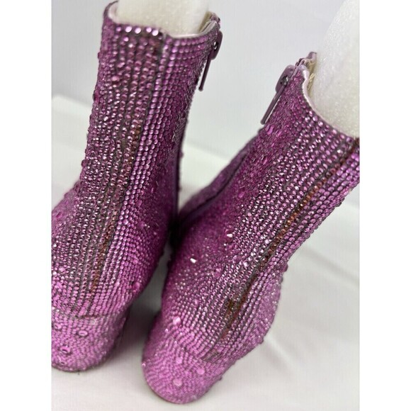 Betsey Johnson Kyla Bootie Pink Rhinestone 6.5 Pointy Toe Block Heel - Picture 8 of 12